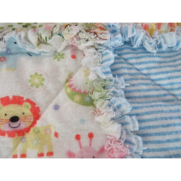 Flannel Rag Quilt With Batting 43 x 43, Jungle Animals Baby Shower Gift - Picture 10 of 12